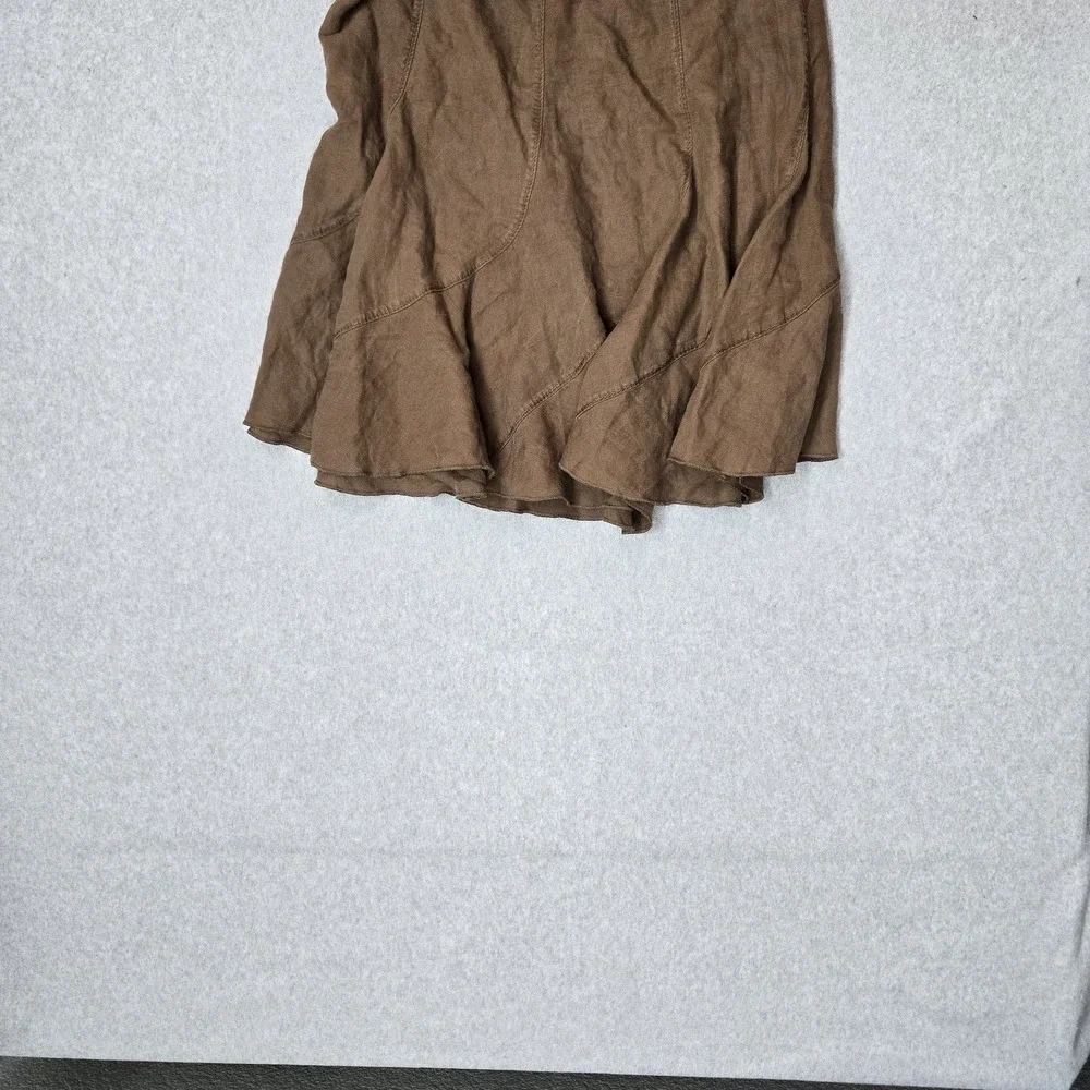 J Jill Women Skirt 8P Brown Linen A-Line Coastal Beach